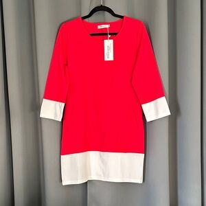 Elegant Red and White Mini Dress